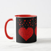 Mug Cœurs rouges sur noir-noir (Gauche)