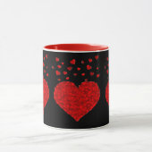 Mug Cœurs rouges sur noir-noir (Centre)