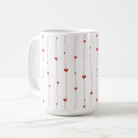 Mug Coeurs rouges sur rubans Motif sans couture Valent (Devant gauche)