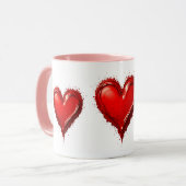 Mug Cœurs Rouges, Symbole d'un Amour Sincère. (Devant gauche)