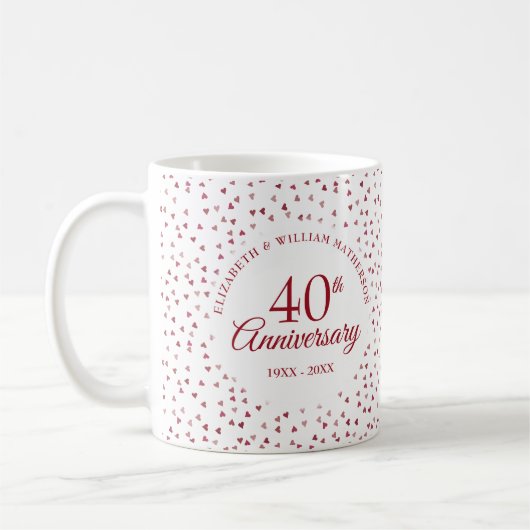 Mug Cœurs rubis 40e anniversaire (Gauche)