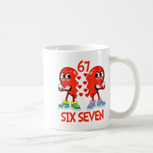 Mug Cœurs Saint-Valentin Drôle Six Sept 6 7 Mème Gen A (Droite)