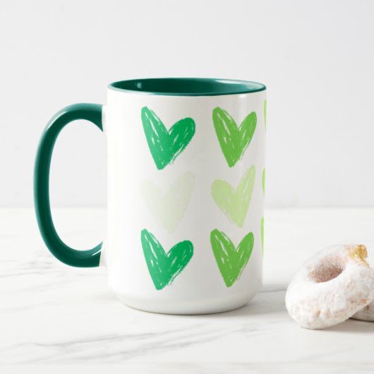 Mug Cœurs sans gluten dégradé vert (Avec donut)