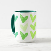 Mug Cœurs sans gluten dégradé vert (Devant gauche)