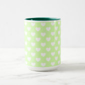 Mug Coeurs Vert Et Blanc Clair Pastel (Centre)