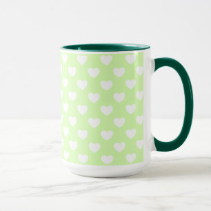 Mug Coeurs Vert Et Blanc Clair Pastel