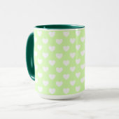 Mug Coeurs Vert Et Blanc Clair Pastel (Devant gauche)