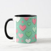 Mug Coeurs vert pastel mignons (Gauche)