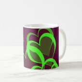 Mug cœurs verts en violet (Devant droit)