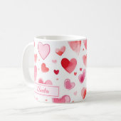 Mug Coeurs vibrants | Nom personnalisé | Saint Valenti (Devant gauche)