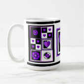 Mug Cœurs violets battants B&W (Gauche)