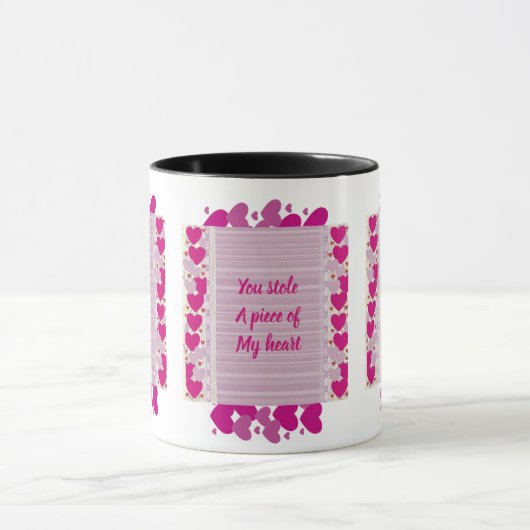 Mug Coeurs violets Heureuses Saintes-Valentin 3 devis  (Centre)