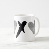 Mug Coeurs XOXO Noir Argent (Devant droit)