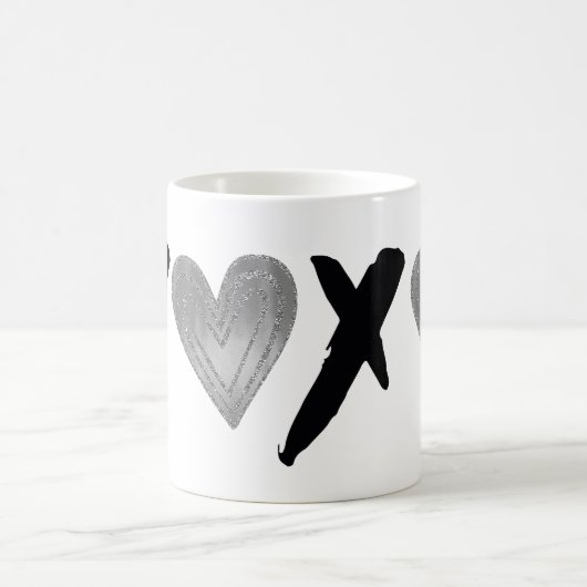 Mug Coeurs XOXO Noir Argent (Centre)