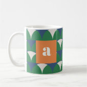 Mug Cof moderne bleu vert géométrique rétro personnali (Gauche)