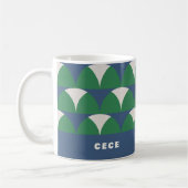 Mug Cof moderne bleu vert géométrique rétro personnali (Gauche)