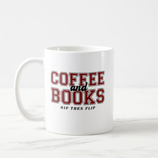 Mug Coffee and Books Sip Then Flip Bookworm Maroon (Gauche)