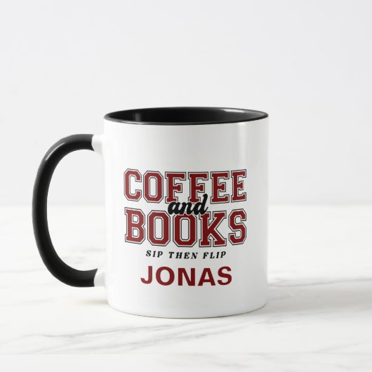 Mug Coffee and Books Sip Then Flip Bookworm Maroon (Gauche)