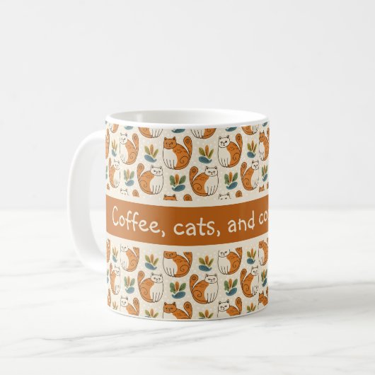 Mug Coffee Cats and Cozy Mornings Naive Art Style (Devant gauche)