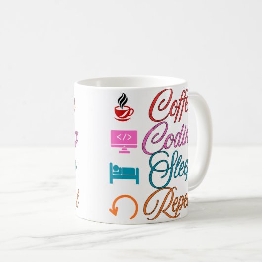Mug Coffee Coding Sleep Repeat - Programmeur (Devant droit)