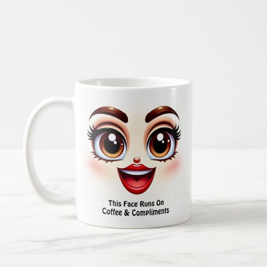 Mug Coffee & Compliments, Fabulous Eyes Funny Face (Gauche)