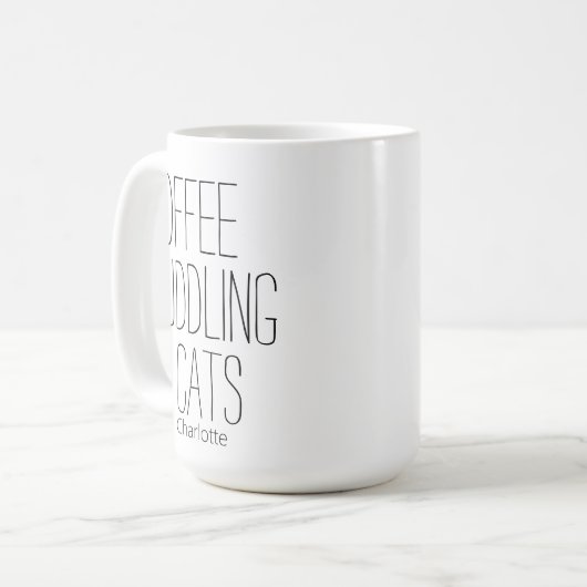 Mug Coffee Cuddling & Cats Ajouter un nom (Devant gauche)