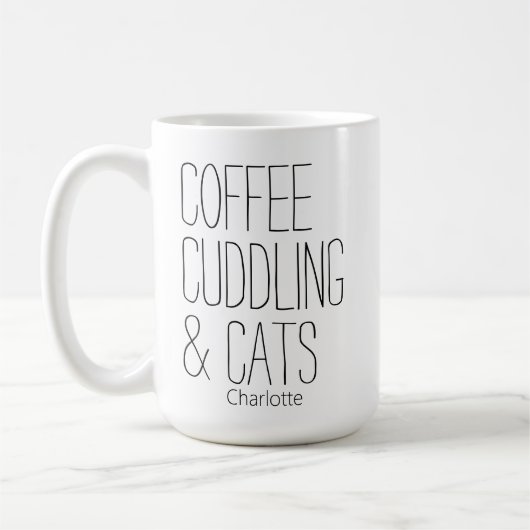 Mug Coffee Cuddling & Cats Ajouter un nom (Gauche)