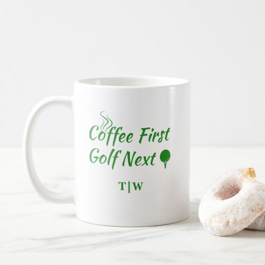 Mug Coffee First Golf Next Humour Devis (Avec donut)