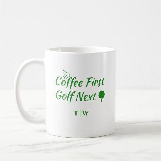 Mug Coffee First Golf Next Humour Devis (Gauche)
