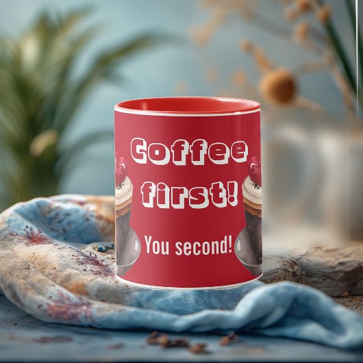 Mug Coffee First You Second Quirky Typography Romance
