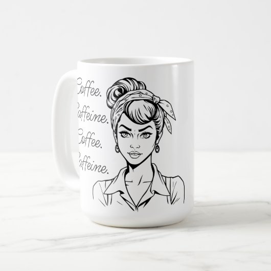 Mug Coffee Humor | Coffee, Caffeine, Repeat (Devant gauche)