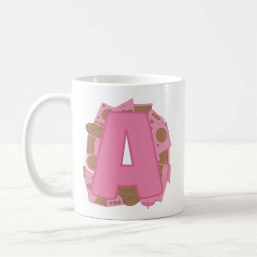 Mug Coffee Letter A: Monogram Initial  (Gauche)