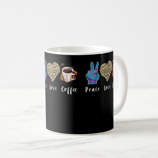 Mug Coffee Love Peace Leopard Heart Programme Code Caf (Devant droit)