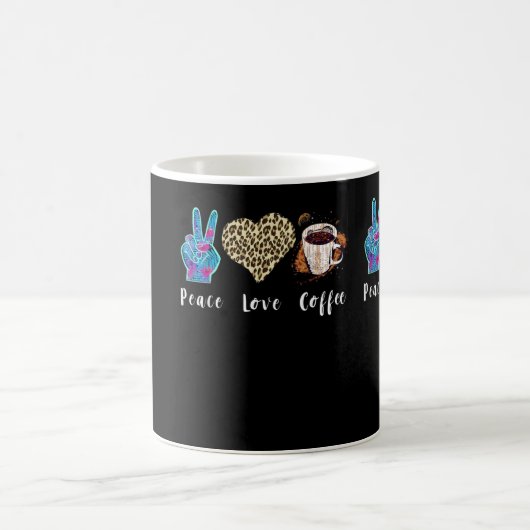 Mug Coffee Love Peace Leopard Heart Programme Code Caf (Centre)