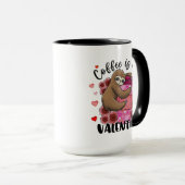 Mug Coffee Lover Sloth Coffee est My Valentine (Devant droit)