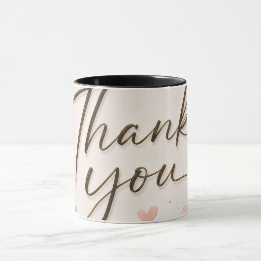 Mug Coffret Merci Cœurs Roses Deux Tons Écriture Moder (Centre)