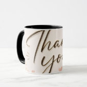 Mug Coffret Merci Cœurs Roses Deux Tons Écriture Moder (Devant gauche)