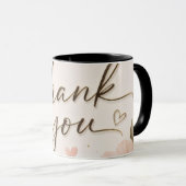 Mug Coffret Merci Cœurs Roses Deux Tons Écriture Moder (Devant droit)
