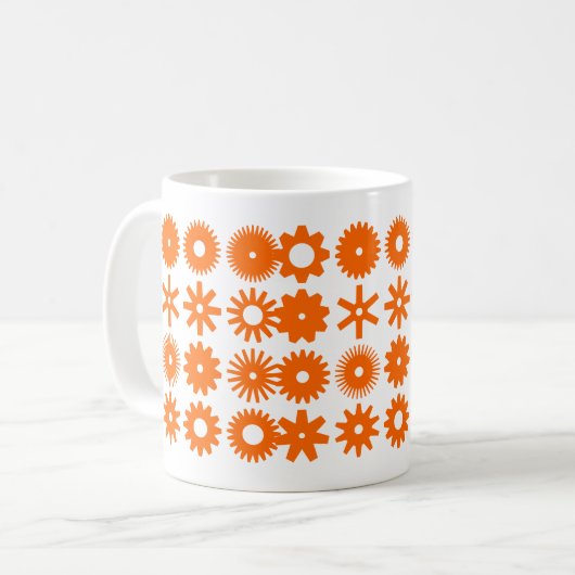 Mug Cogs - Orange en blanc (Devant gauche)