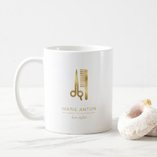 Mug Coiffeur Chic Ciseaux Peigne Or