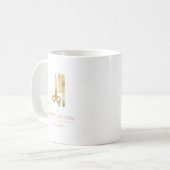Mug Coiffeur Chic Ciseaux Peigne Or (Devant gauche)
