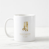 Mug Coiffeur Chic Ciseaux Peigne Or (Gauche)