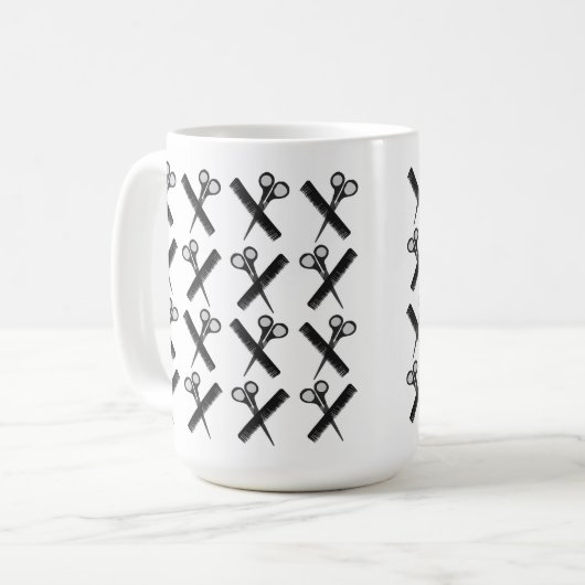 Mug Coiffeur coiffeur ciseaux Comble Salon (Devant gauche)