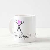 Mug Coiffeur (rose/ciseaux) (Devant gauche)