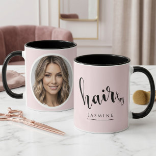Mug Coiffeur Rose Pâle Photo Élégant Café 