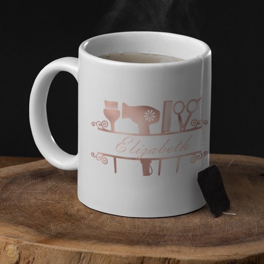 Mug Coiffeur Salon de cheveux Monogram Rose Gold