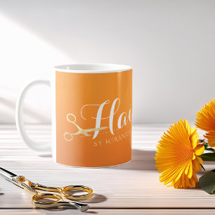 Mug Coiffeur Salon de maquillage Chic Orange Ciseaux o