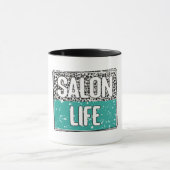 Mug Coiffeur Salon Vie sarcelle et léopard (Centre)
