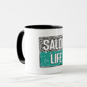 Mug Coiffeur Salon Vie sarcelle et léopard