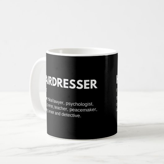 Mug Coiffeuse et coiffeuse Drôle Définition de travail (Devant gauche)